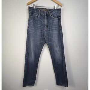 American Eagle Jeans Mens 33x34 Blue Relaxed Straight Medium Wash Faded Denim